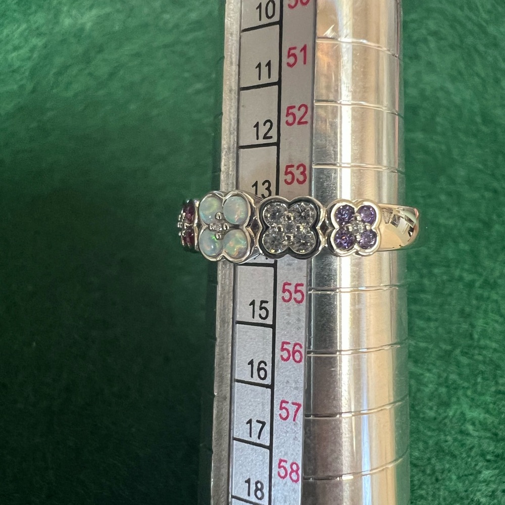 Sterling Silver Adore Message Ring With Simulated… - image 7